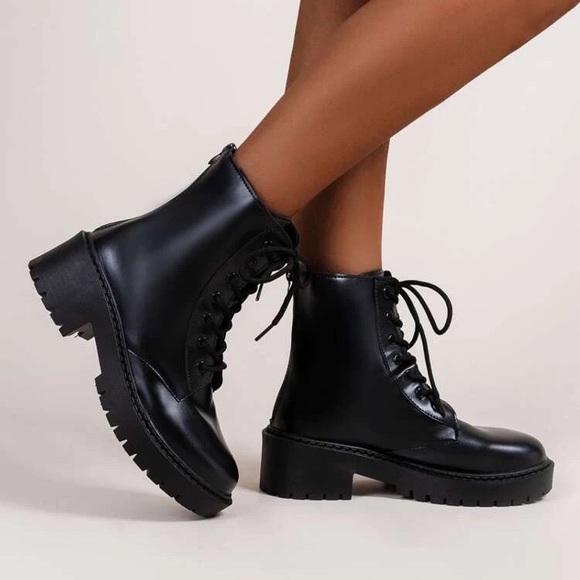 Shein Black Combat Boots - Picture 1 of 7